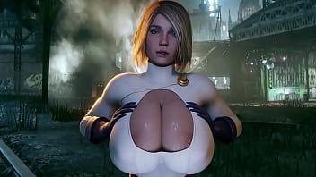 Power Girl Juega Con Sus Pechos En Diferentes Tipos De Ropa