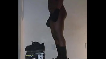 My Attempt To Stand On Top Of An Empty 9.5 Sized Shoe Box While Wearing Steel Toe Boots Without Breaking The Box