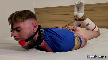 Henrique Becker Hogtied And Ballgagged Struggling Alone In The Motel Room Preview