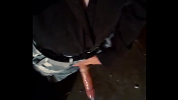 Polish Bull Waiting For A Date In The Garage With Condom On His Huge Dick