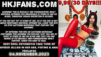 Sexy Devil Hotkinkyjo Take Tons Of Spider Jellies In Her Ass, Fisting _ Anal Prolapse