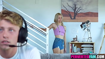Step Sister Distracts Step Brother From Playing Video Games