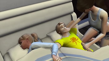 Hidden Blowjob Ends In Threesome