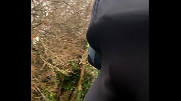 French Chubby Gay Faggot. See My Pantie Under Leggings During Walking In Wood