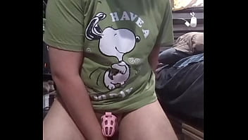 Submissive Puppy In Chastity Cage Plays With His Bad Dragon