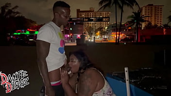 Ebony Bbw Amazon Honey Has Fun Gagging On A Bbc For A Late Night Beach Blowjob