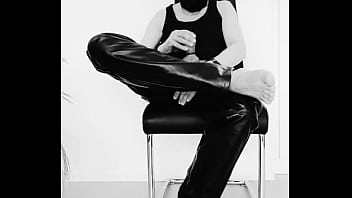 Black And White Masturbation In Leather