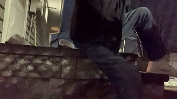 Night Time Stretch On Steps Time Lapse
