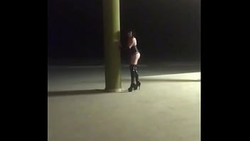 Fetish Public Slutwalk With Boots Clamp Chastity And Plug