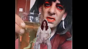 Bisexual Sissy Male Naked And Exposed While Taking A Pee Then Swallowing It