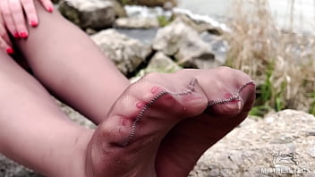 Goddess In The Spring Forest Teases You With Her Feet In Tan Pantyhose