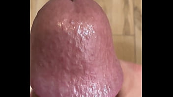 Cabeza De Pene Inchada Y Sudada En Closeup