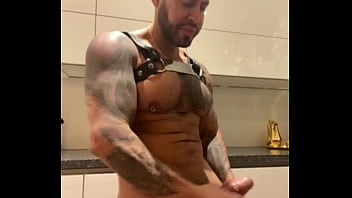 Latino Gay Pornstar In Harness And Leather Panties In The Kitchen Fingering My Cock – Viktor Rom –
