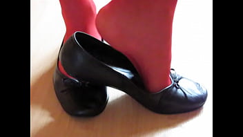 Black Leather Sabrinas And Red Stockings – Shoeplay By Isabelle-sandrine