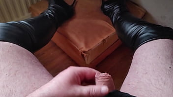 Me In Heels Over The Knee Playing With My Cock