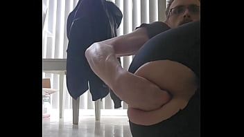 Twink In Crop Top Fists Himself On The Kitchen Floor