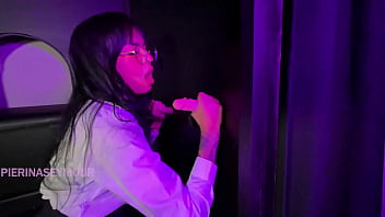 Brunette With Big Ass Gets Two Dicks In Glory Hole