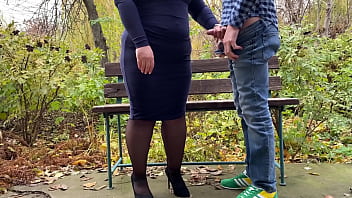 My Perverted Mother-in-law Gets My Cum In The Park On A Bench