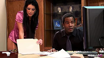 Skinny Secretary In Stockings Seduce Her Big Cock Black Boss To Interracial Anal Fuck