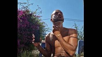 Brown Daddy Shaving His Beard