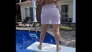 Sexy Dance On Diving Board Sheer Skirt