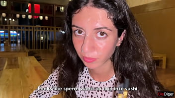I Cum On A Girl' Face In Public Sushi Bar And She Eats Rolls With Cum On Her Face - Cumwalk