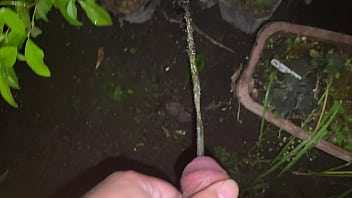 Asian Boy Night Pee Outdoors