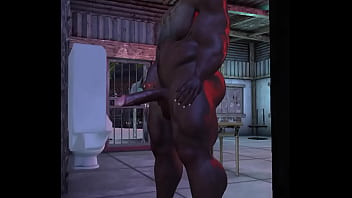 Spycam Catches Old Muscular Black Bull Pissing